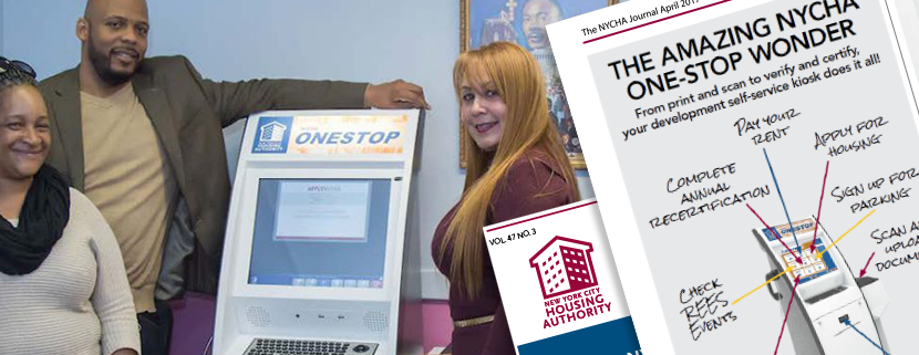 NYCHA Kiosks: NYCHA Employees with a OneStop kiosk