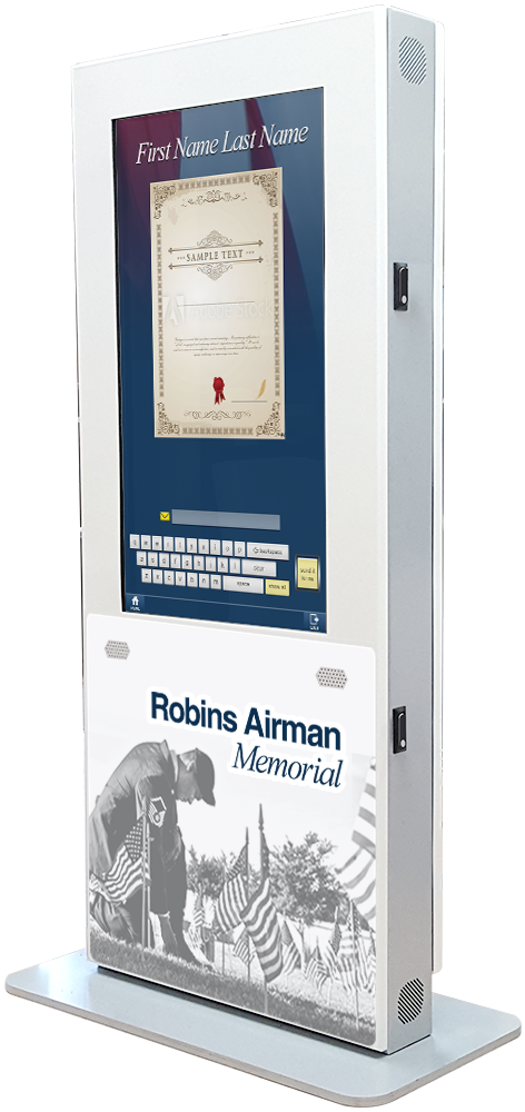 The Robins Airman Memorial kiosk can be found inside the Museum of Aviation