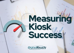 Charts and graphs, "Measuring Kiosk Success" overlaid.